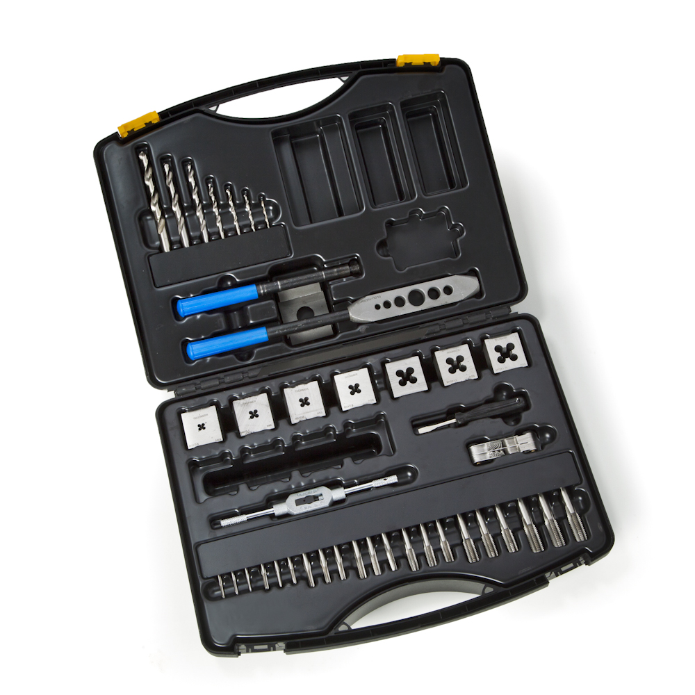 Hand Tap Set M3M12 with square dies, drills and auxilaries thread